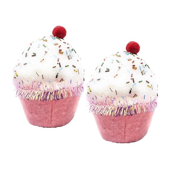 Giant Pink Cupcake Christmas Ornaments (Set of 2) - Picture 1 of 4